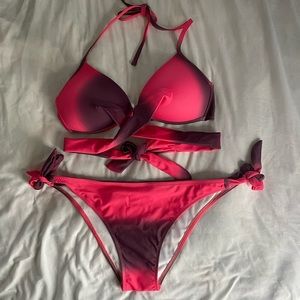 CupShe pink and brown/purple gradient two piece bikini